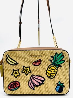 Michael Kors Island Escape Large Jet Set Item EW Xbody Bag Natural Multi